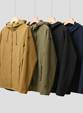 33971 男士软壳衣 复合一体绒 户外防风防泼水夹克连帽外套