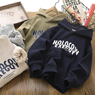 一体绒儿童连帽卫衣男童女童秋冬