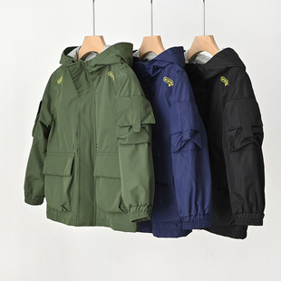 78857 儿童风衣外套 纯棉汗布里衬 男童女童连帽夹克上衣 春秋款