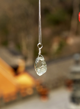 佛言佛语 自制绿水晶随形吊坠银链手工五行招财护身平安定制情侣