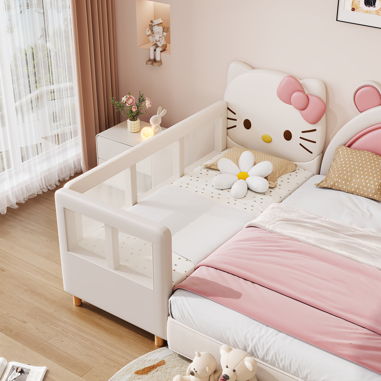 hellokitty儿童拼接床女宝宝