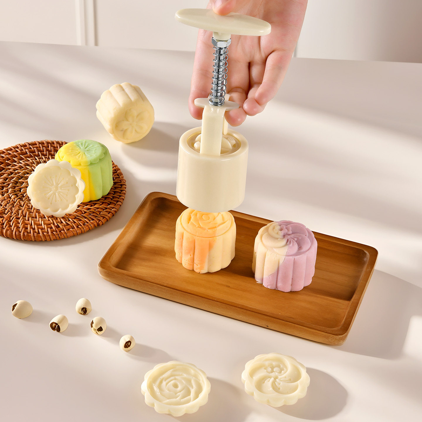 桂花绿豆糕月饼模具点心手压式家用造型冰皮中式烘焙点心山药压花