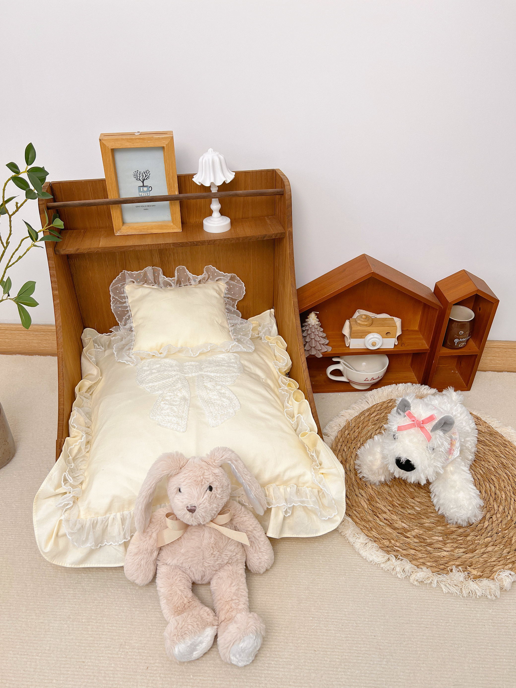 Totopets手工定制浪漫蕾丝床垫中古风宠物床猫狗窝小型犬窝可拆洗