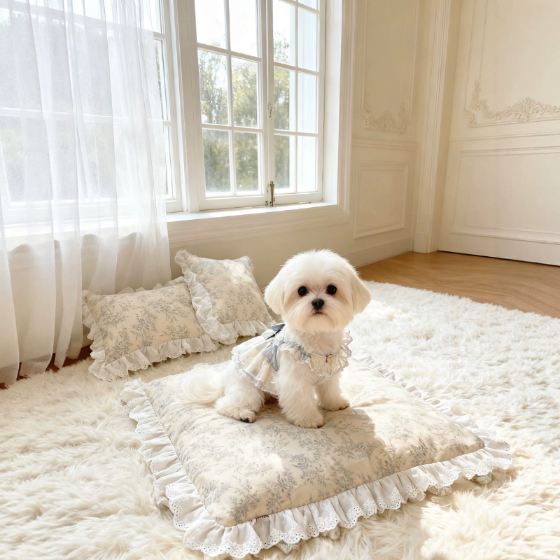 Totopets手工定制法式蕾丝边宠物垫猫咪狗狗垫子四季通用可拆洗
