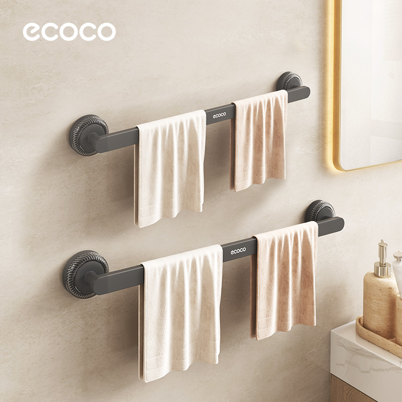 ecoco吸盘式毛巾架卫生间免打孔专用挂杆厕所置物架浴室挂浴巾架