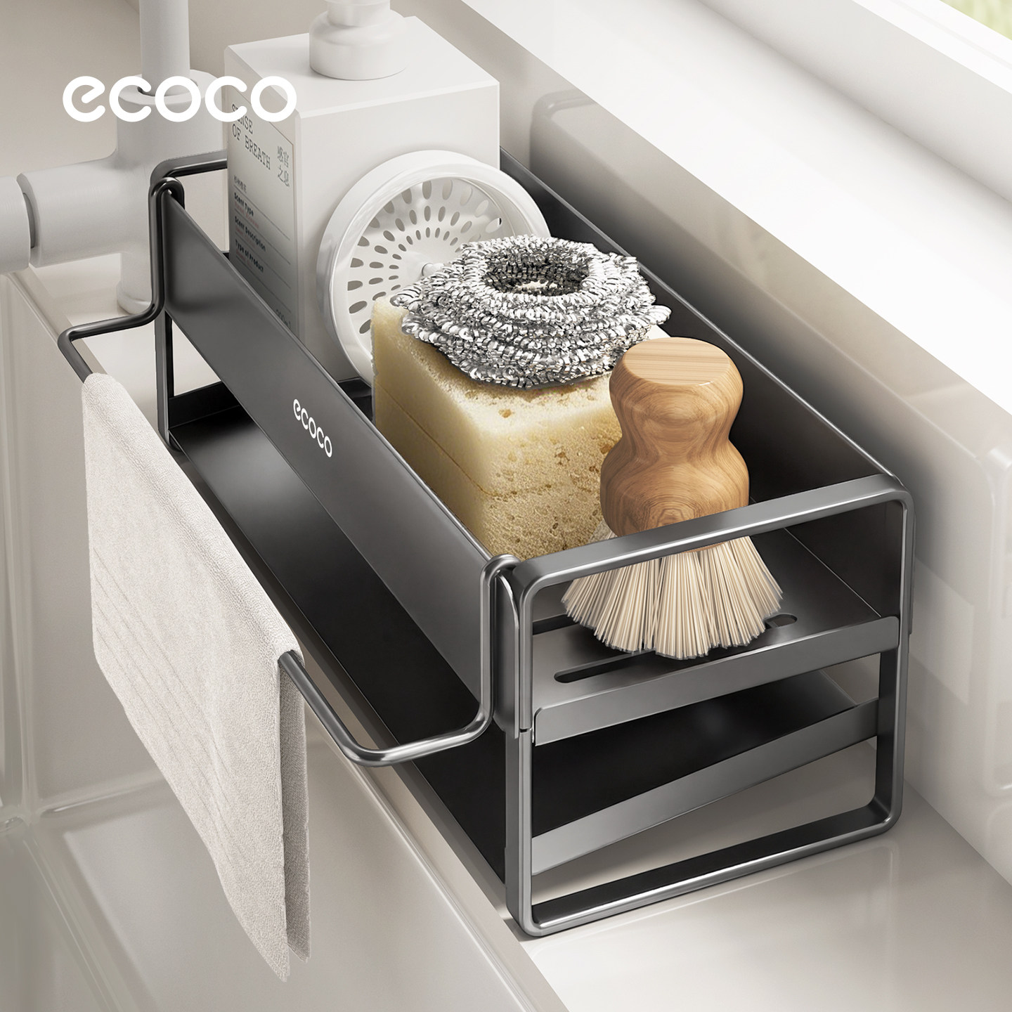 ecoco厨房置物架水槽抹布沥水架图片