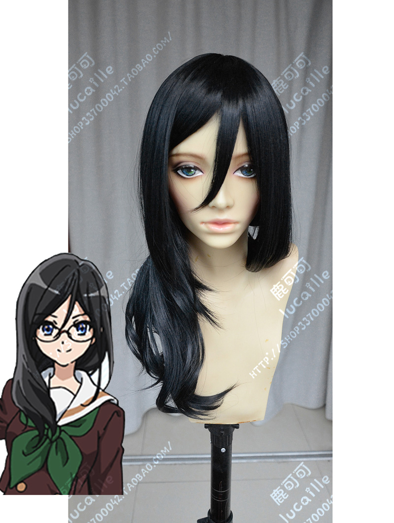 吹响！上低音号田中明日香黑60cm卷cos假发