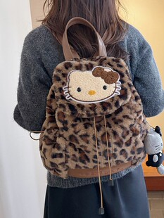 高颜值复古豹纹kt双肩包包女2026新款轻便小书包日常通勤出街背包