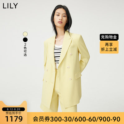 双排扣长袖西装外套Lily复古