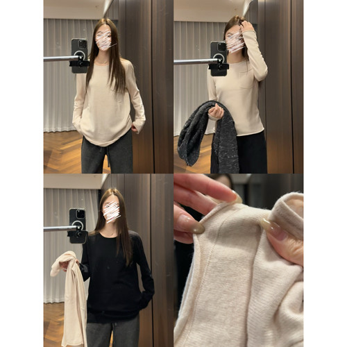 全羊毛口袋打底衫套头羊毛衫