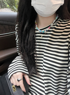 AFM定制 冬日伴侣内搭德绒T恤打底衫女秋冬加绒t恤条纹德绒长袖