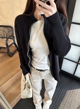 私服Yohji 很有腔调的扭扭拉链 针织开衫  慵懒风早秋穿搭