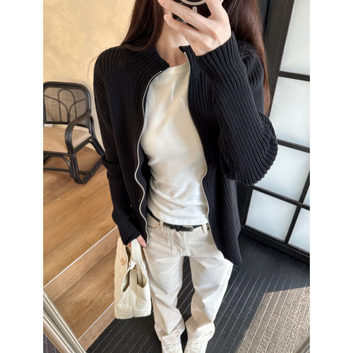 私服Yohji 很有腔调的扭扭拉链 针织开衫  慵懒风早秋穿搭