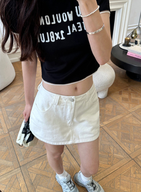 人鱼_大长腿夏日百搭韩版2024夏白色牛仔裙裤女下装 AFM定制减龄