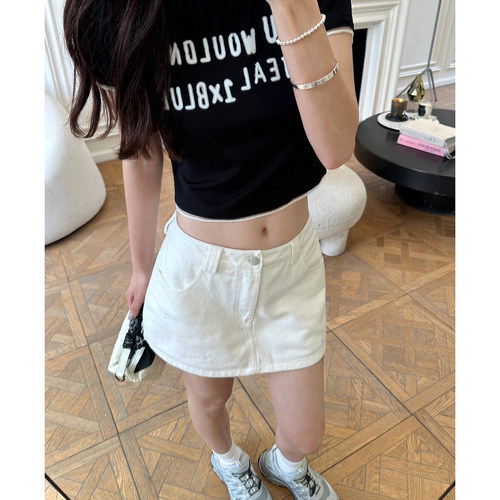 大长腿夏日白色牛仔裙裤