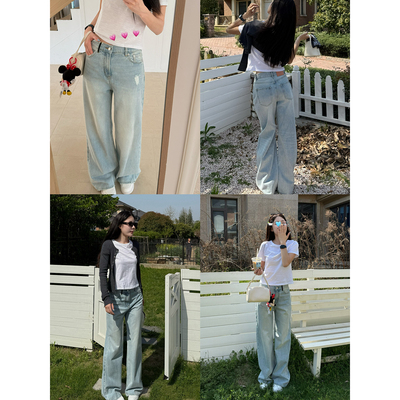 天丝棉高质感水洗牛仔裤宽松直筒