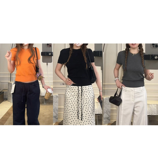 AFM定制 上衣简约休闲春季 人鱼 日常也好看橘子汽水贴肤针织短袖