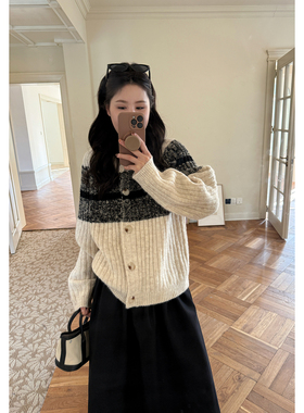 Chl0e超厚实羊驼毛开衫女装内搭叠穿外穿两穿外套毛衣冬季AFM定制