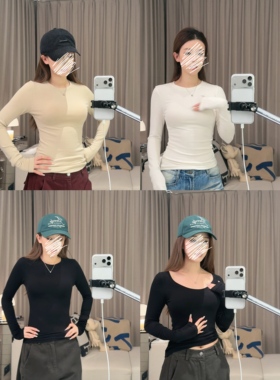 skims自发热小蛮腰打底女基础百搭修身显瘦长袖T恤内搭冬 AFM定制