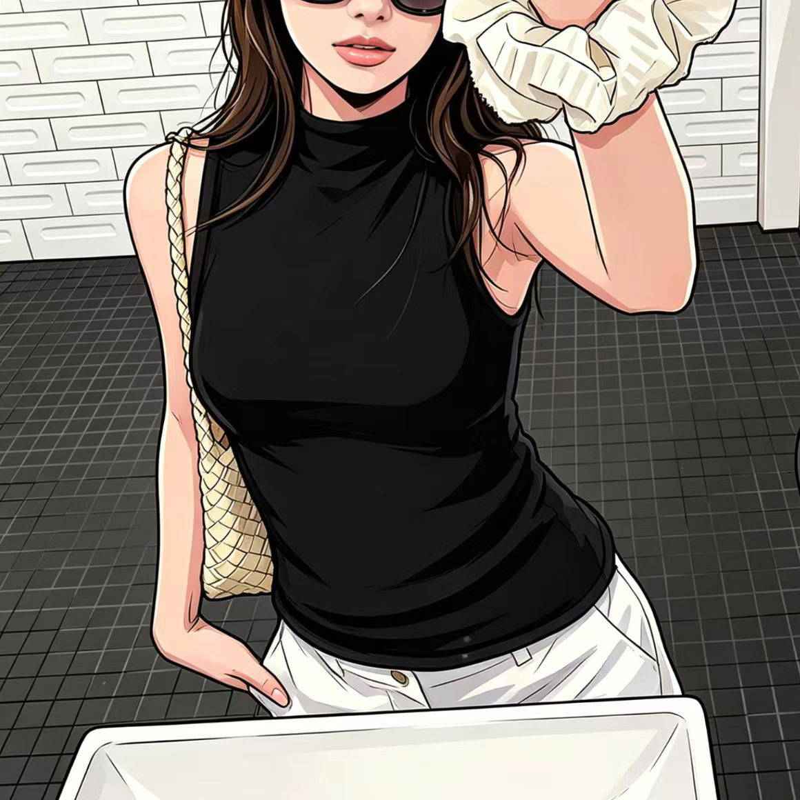 【04/23 20:00PM】全棉针织半高领背心/卷边短袖T