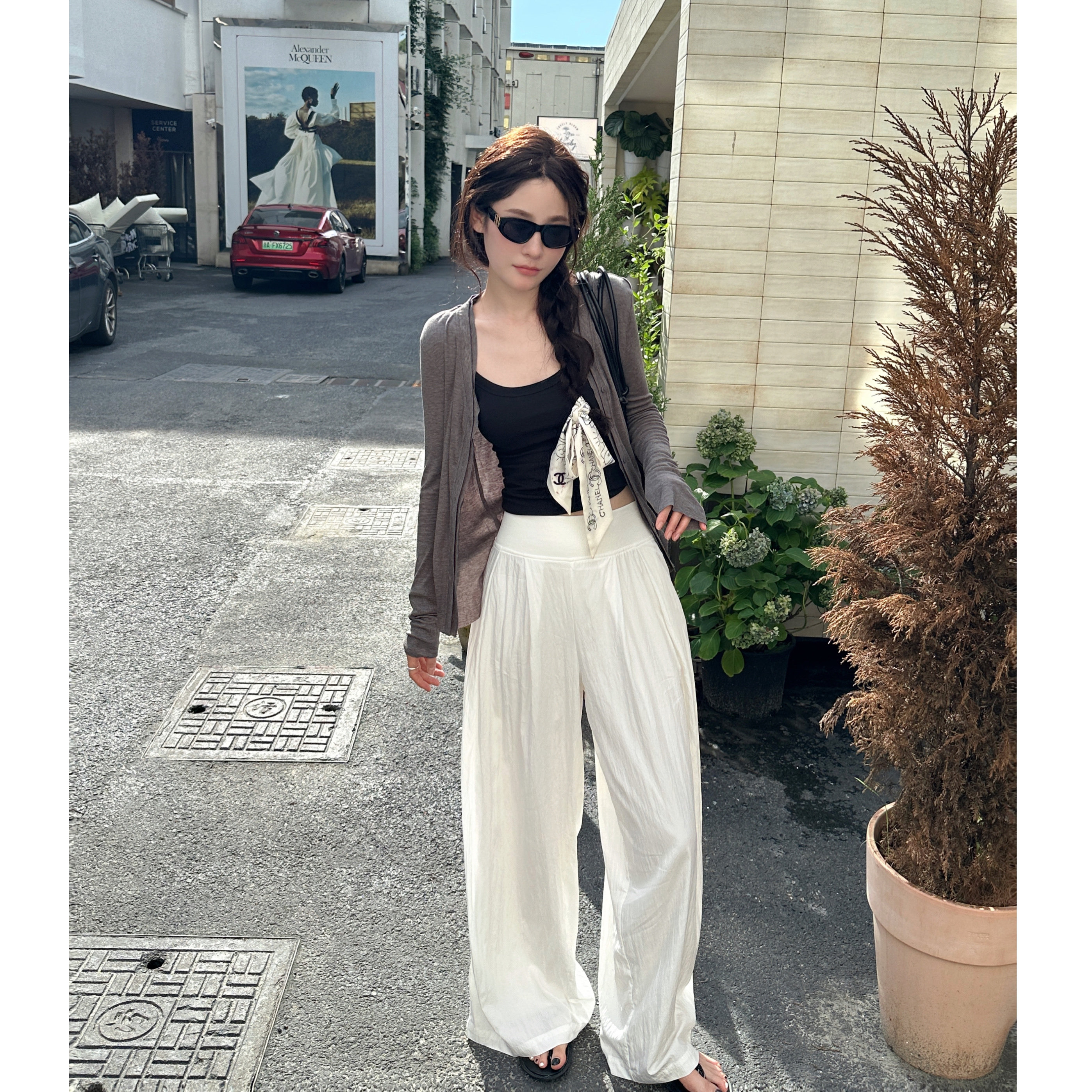 lulu清爽入夏螺口拼接氧气大白裤