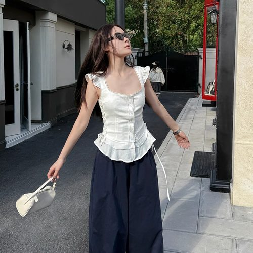 贝蒂新衣小飞袖绑带背心马甲