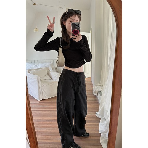 皱皱降落伞氧气裤长裤