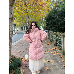 肉卷家微胖大码女装狐狸毛冬白鸭绒甜美减龄款宽松休闲外套羽绒服