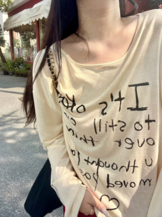 防晒宽松遮肉上衣 肉卷家微胖大码 女装 休闲字母软胖mm美式 t恤罩衫