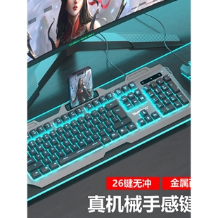 有线电竞游戏专用键鼠电脑台式 双飞蛇机械手感键盘鼠标套装 USB外