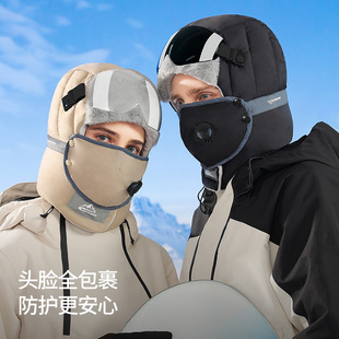 东北防寒保暖帽子男女加绒加厚防风防水可戴护目镜护耳羽绒雷锋帽
