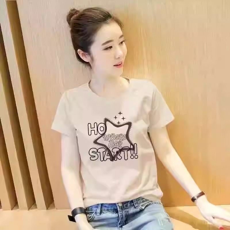 韩系五角星设计感洋气全棉t恤