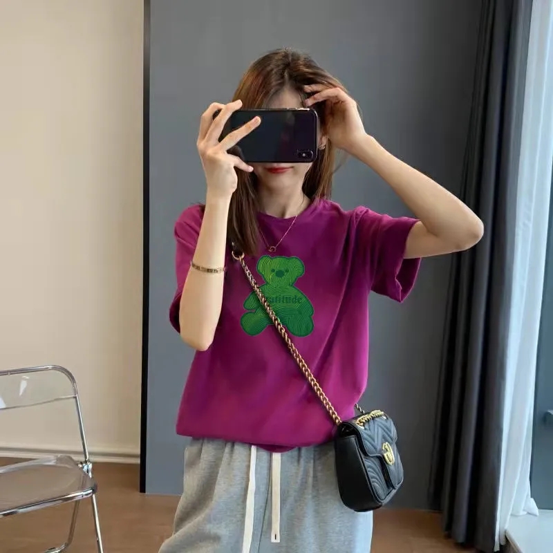 短袖韩版薄款印花纯棉女不起球