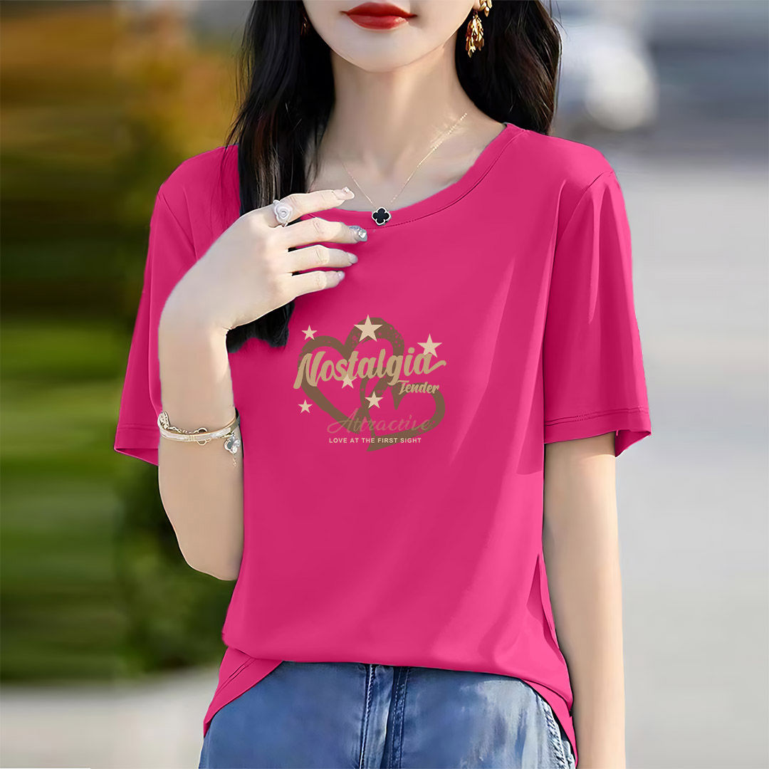 奢华大牌正肩百搭休闲宽松短袖女