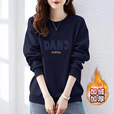 高端大牌宽松纯棉时尚印花卫衣女