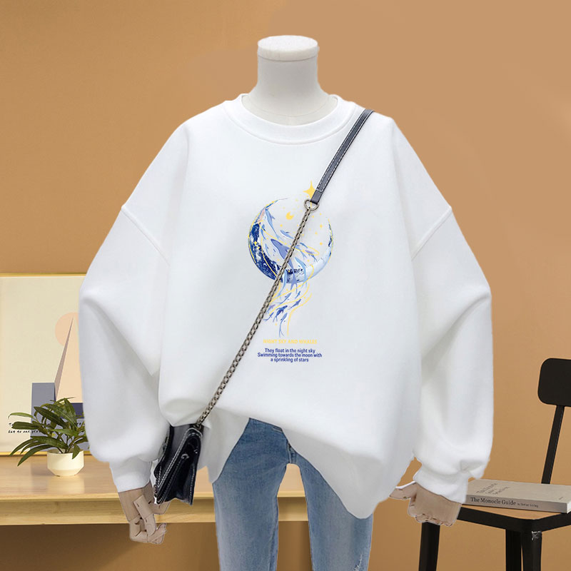 薄款宽松纯棉韩版印花卫衣不起球