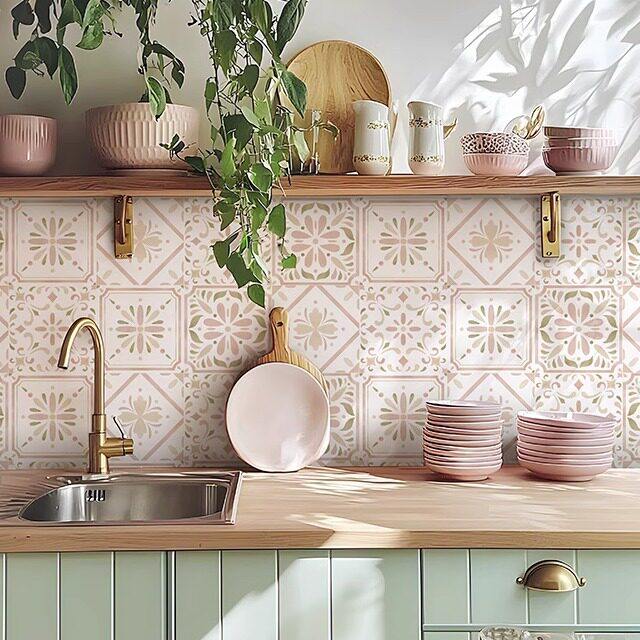 法式复古厨房墙面防油贴纸灶台耐高温花砖装饰墙贴防水卫生间装饰,家居饰品,软装墙贴,淘宝优惠券,粉丝福利购,淘宝优惠卷