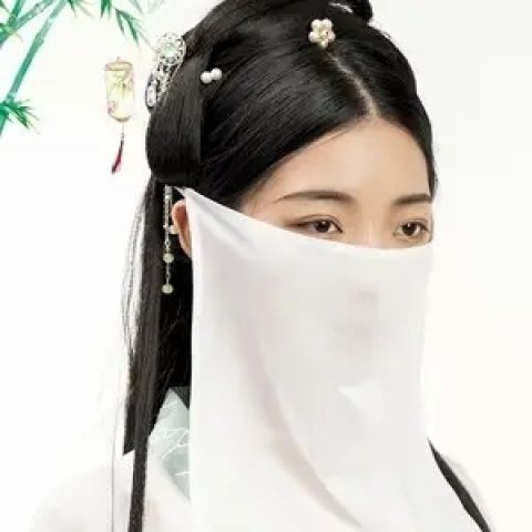 新款原创古风面纱古装汉服唐装古代仙女超仙飘逸系带遮脸挂耳面纱