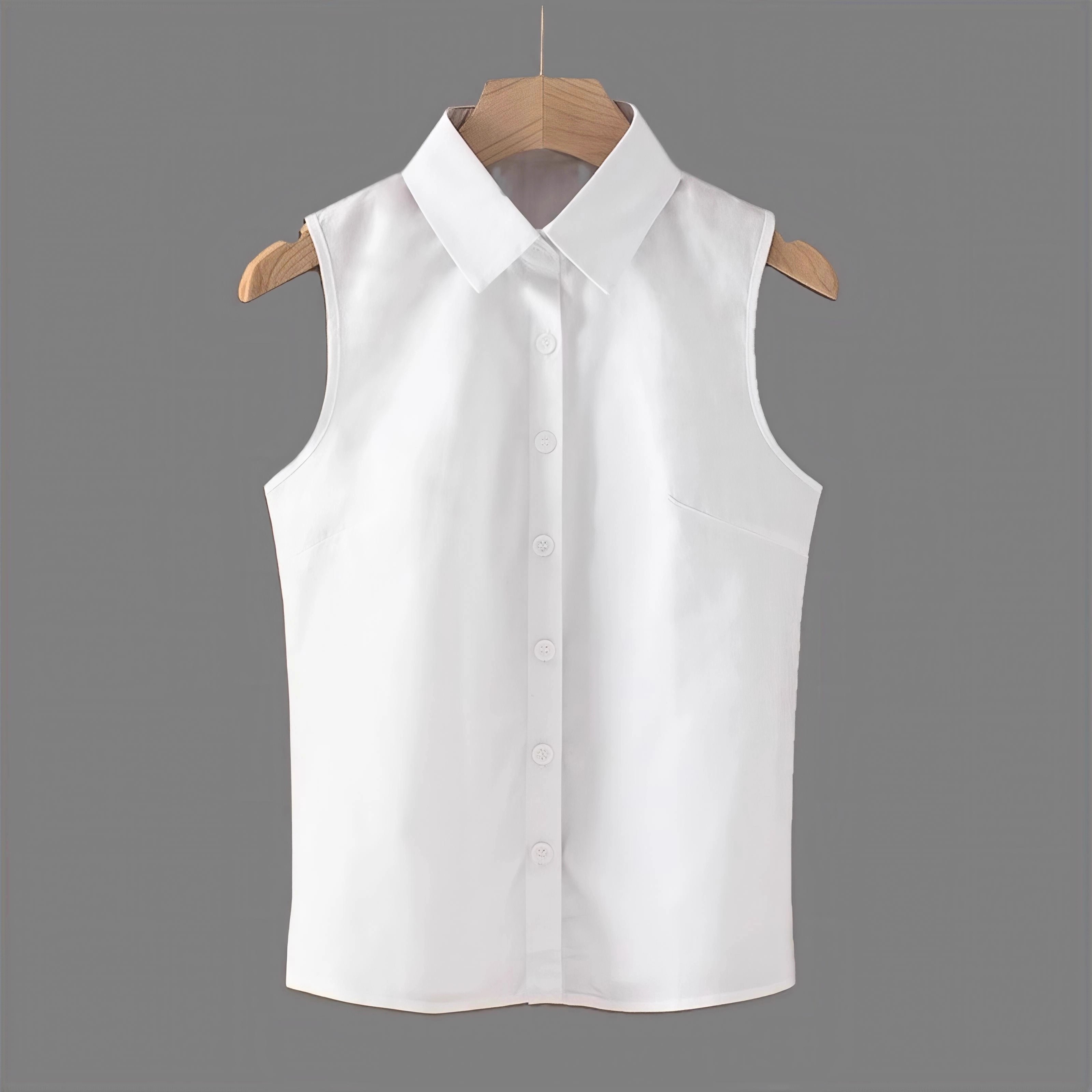 纯棉无袖背心女2025年春秋冬季韩版polo领宽松上衣显瘦无袖衬衫女