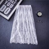 蕾丝打底裙单层性感蕾丝纱裙宽松大码 半身裙内搭裙外搭裙衬裙罩裙