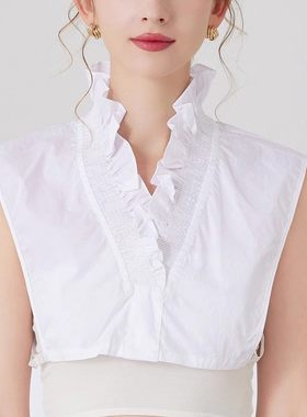 假领子女荷叶边V领衬衣假衣服领秋冬毛衣卫衣配饰装饰花边衬衫领
