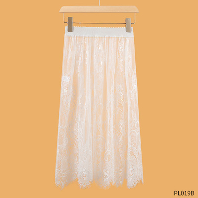 蕾丝衬裙镂空半身裙内搭休闲打底裙网纱中长款半身裙防透内衬裙女
