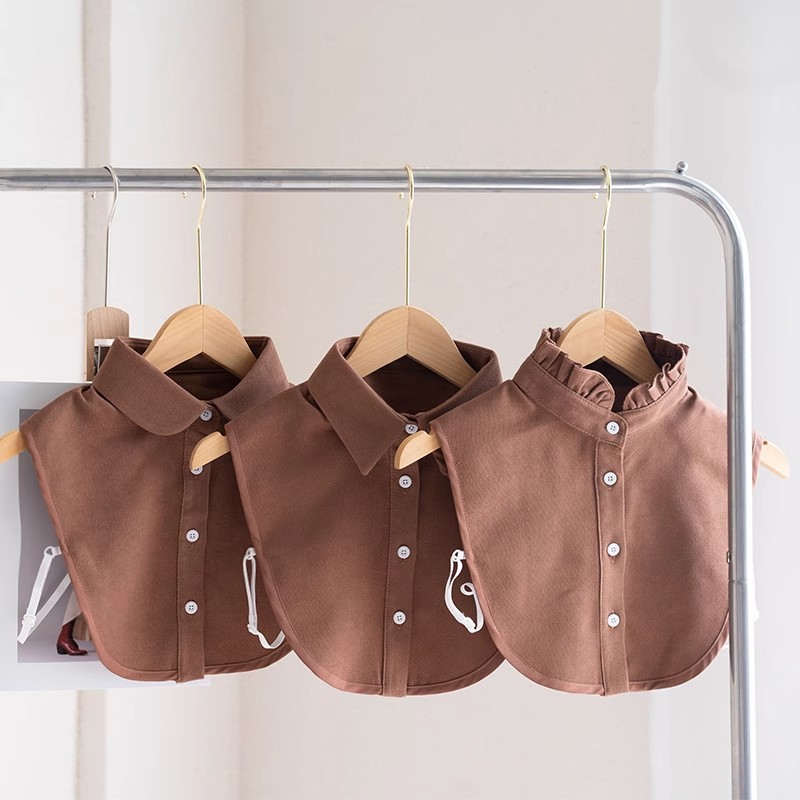 内搭假领子秋冬毛衣卫衣打底保暖护颈装饰领衬衫领咖色高端假衣领