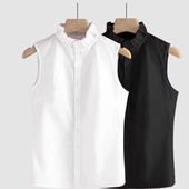 立领无袖 木耳边气质内搭叠穿衬衣背心上衣 百搭法式 衬衫 女春夏新款