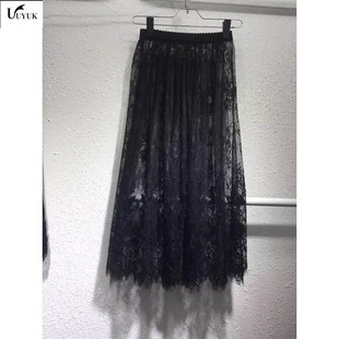 卫衣叠穿内搭中长款蕾丝半身裙百搭打底神器搭配毛衣遮胯屁帘下摆