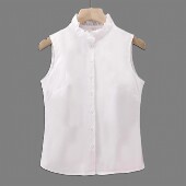 女四季 棉质无袖 白衬衫 可穿打底外穿宽松衬衣坎肩背心女OL显瘦上衣