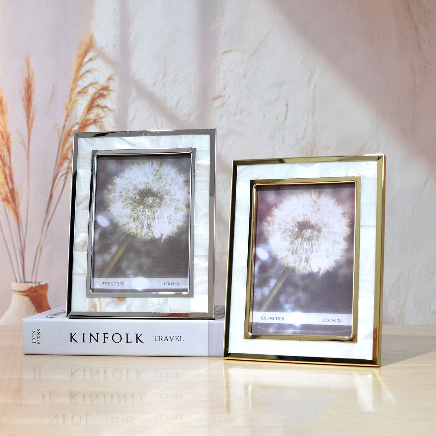 轻奢贝壳相框摆台创意金属美式简约6 7 8 10寸婚纱照片定制高级感