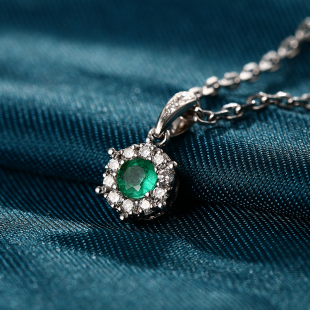 生辰石项链18K黄金玫瑰彩金天然彩宝真钻石吊坠女生闺蜜生日礼物