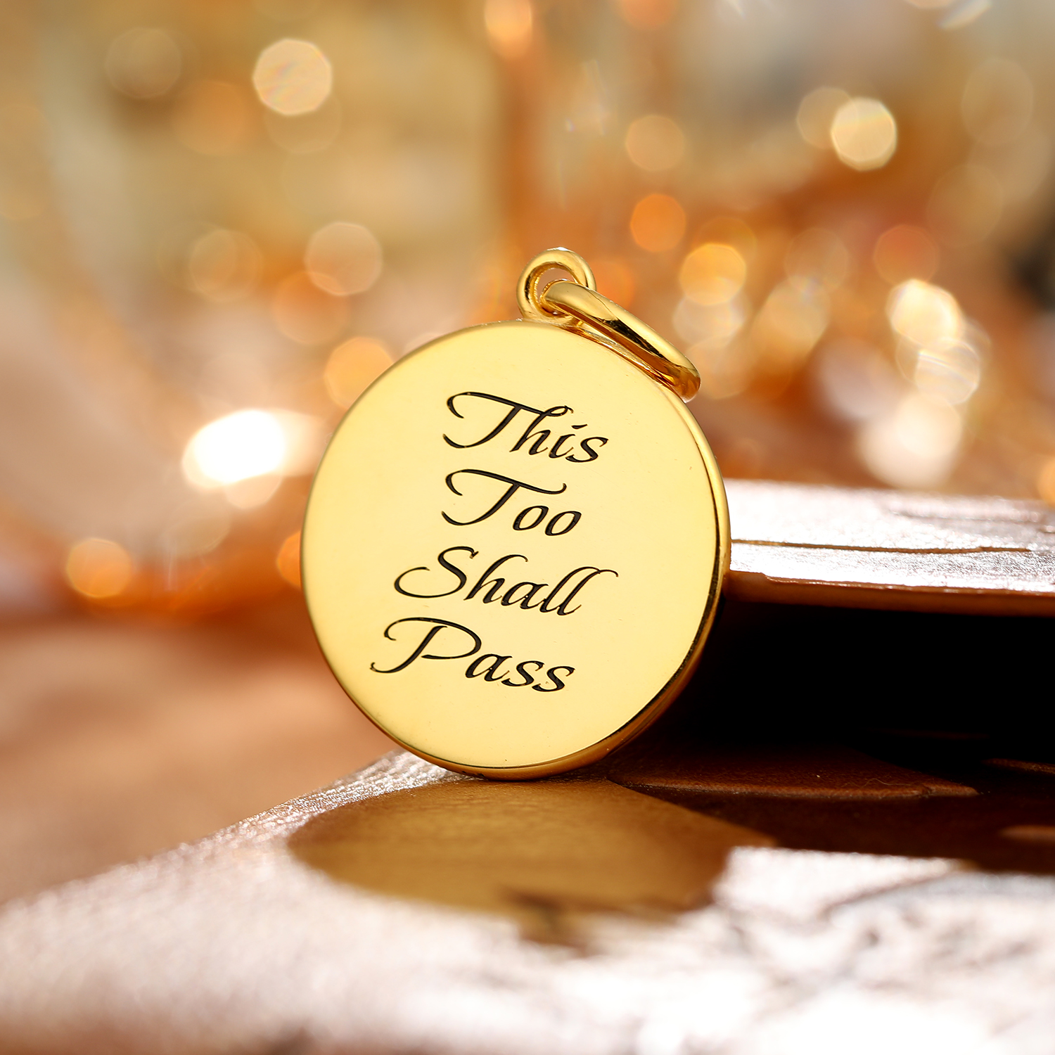 一切都会过去纯黄金自律吊坠项链