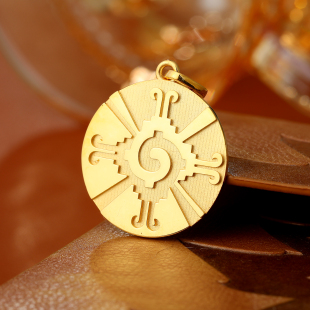 银河蝴蝶纯足金吊坠18K黄金铂金玛雅神秘图腾能量护符男女款 项链